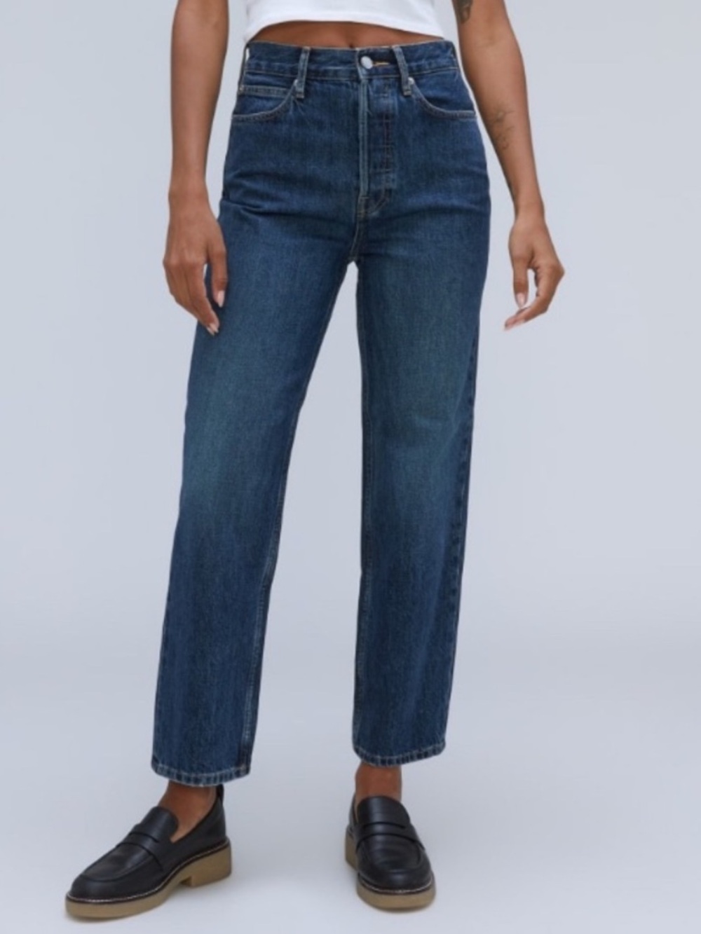 New Everlane Organic Cotton The ’90s Way-High Jean in Indigo Blue Size 28Long
